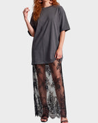 Oversized Tee Lace Hem Maxi Dress