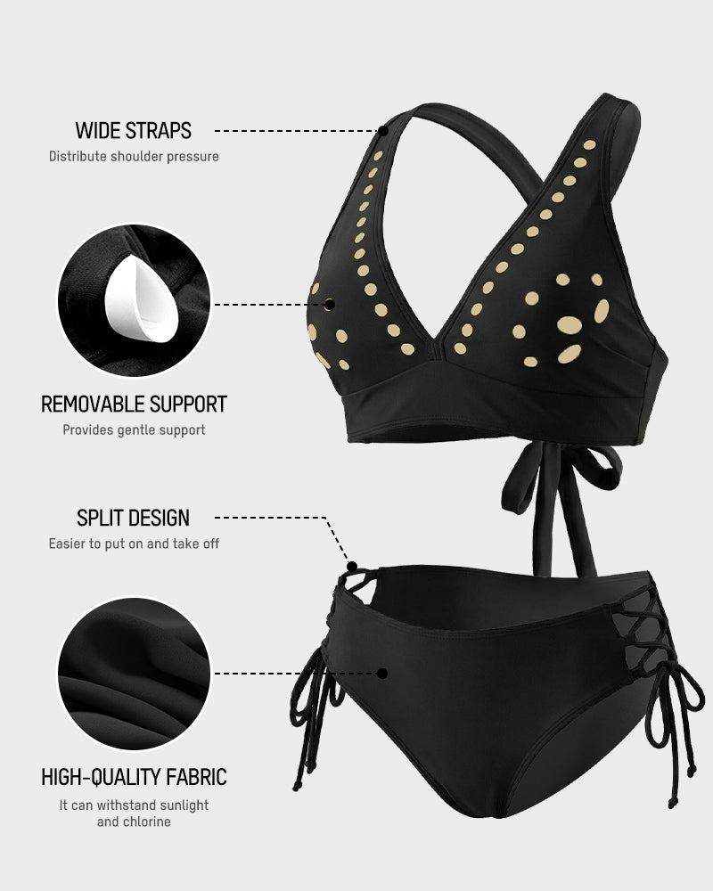Petal Hollow V-Neck Two-Piece String Bikini Set Secondary image