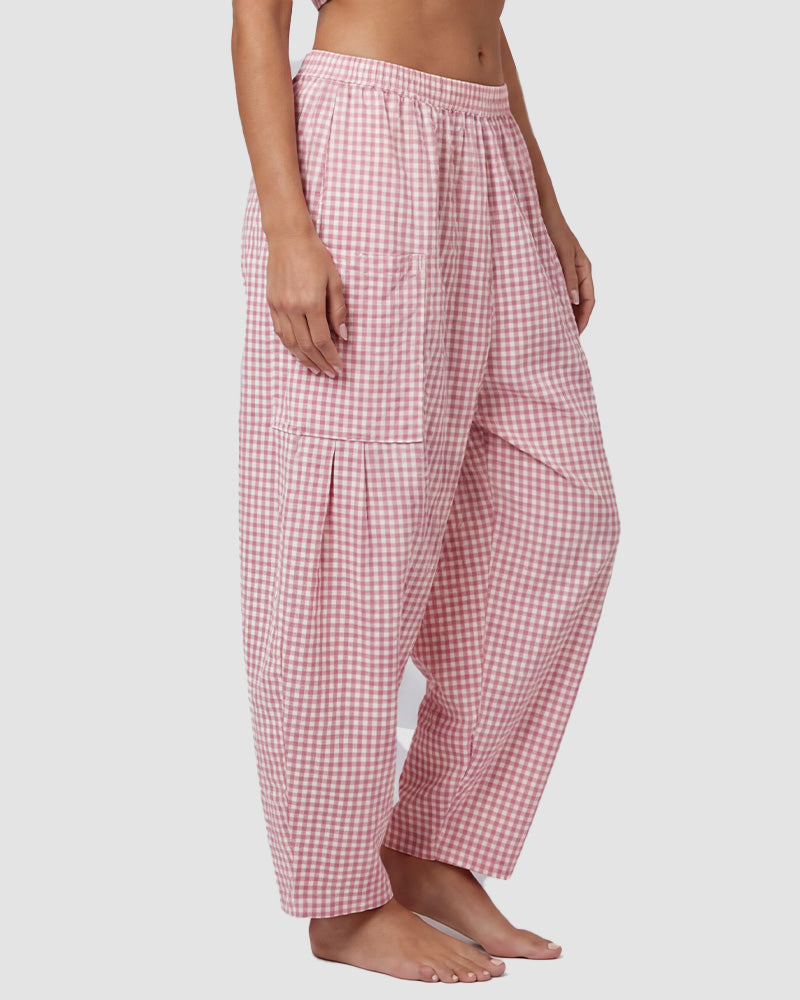 Plaid Wide-Leg Elastic Waist Pants Secondary image