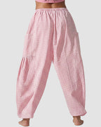 Plaid Wide-Leg Elastic Waist Pants