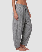 Plaid Wide-Leg Elastic Waist Pants