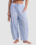 Plaid Wide-Leg Elastic Waist Pants