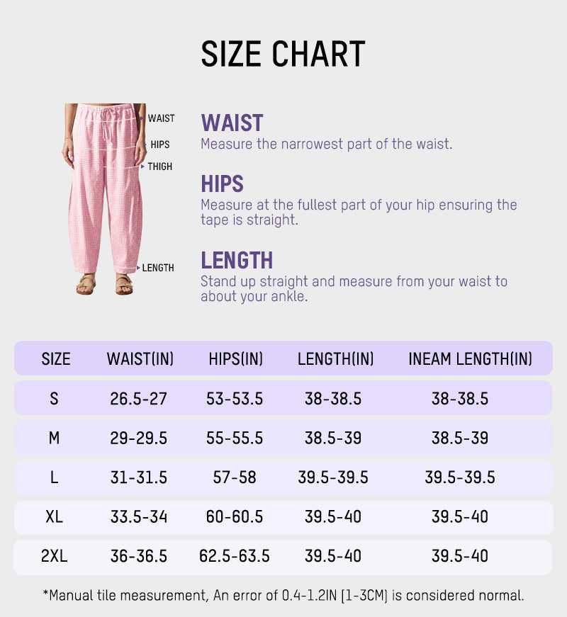 Plaid Wide-Leg Elastic Waist Pants