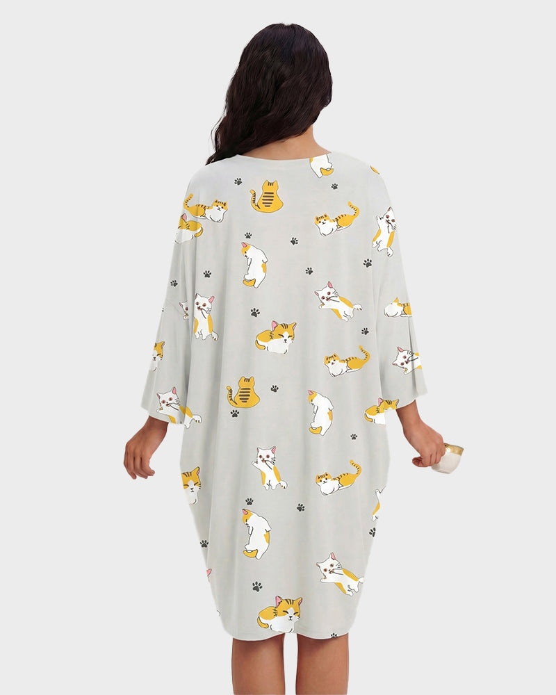 Plus Size Ultra-Soft Oversized Shirt Sleepwear with Pockets