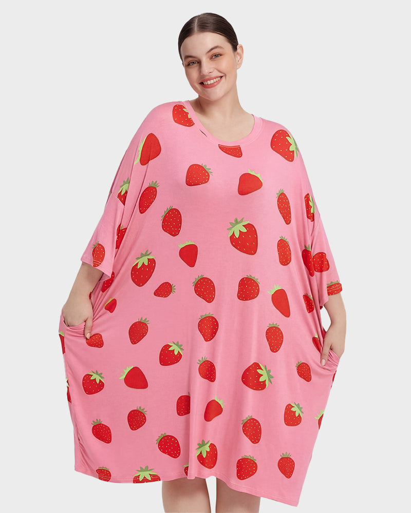 Plus Size Ultra-Soft Oversized Shirt Sleepwear with Pockets