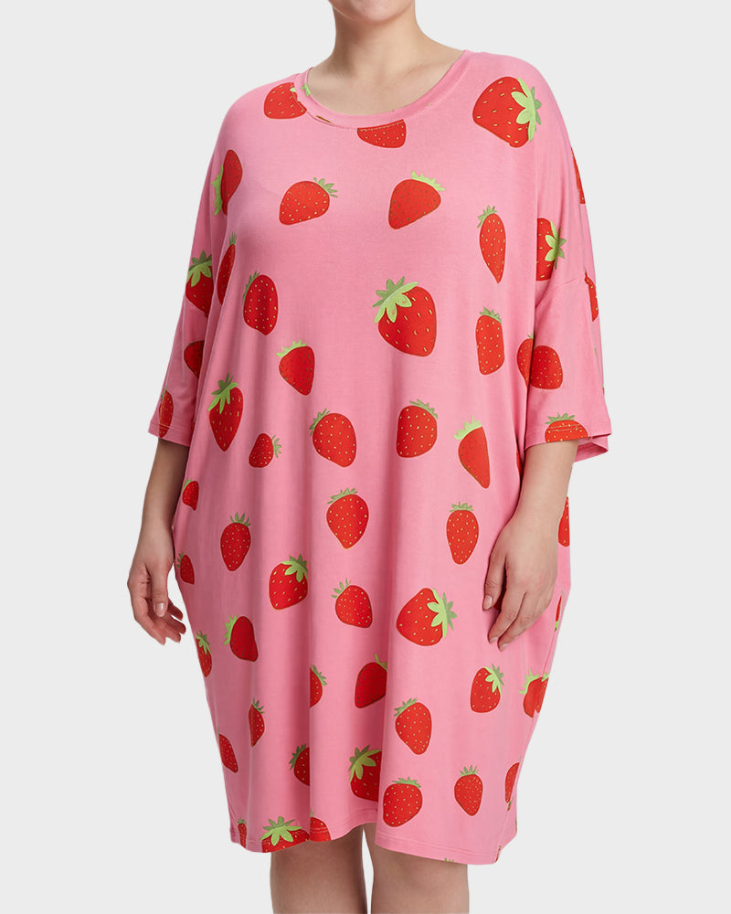 Plus Size Ultra-Soft Oversized Shirt Sleepwear with Pockets