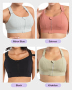 Plus Size Shock Absober Zip-Front High Impact Sports Bra