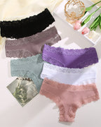 Ribbed Cotton Lace Mid-Rise Panty (9 pack）
