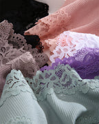 Ribbed Cotton Lace Mid-Rise Panty (9 pack）