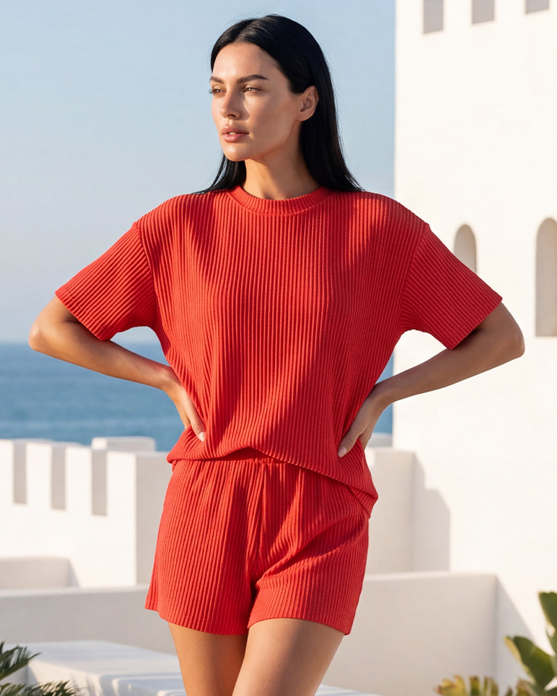 Ribbed Summer Lounge Two-Piece Set