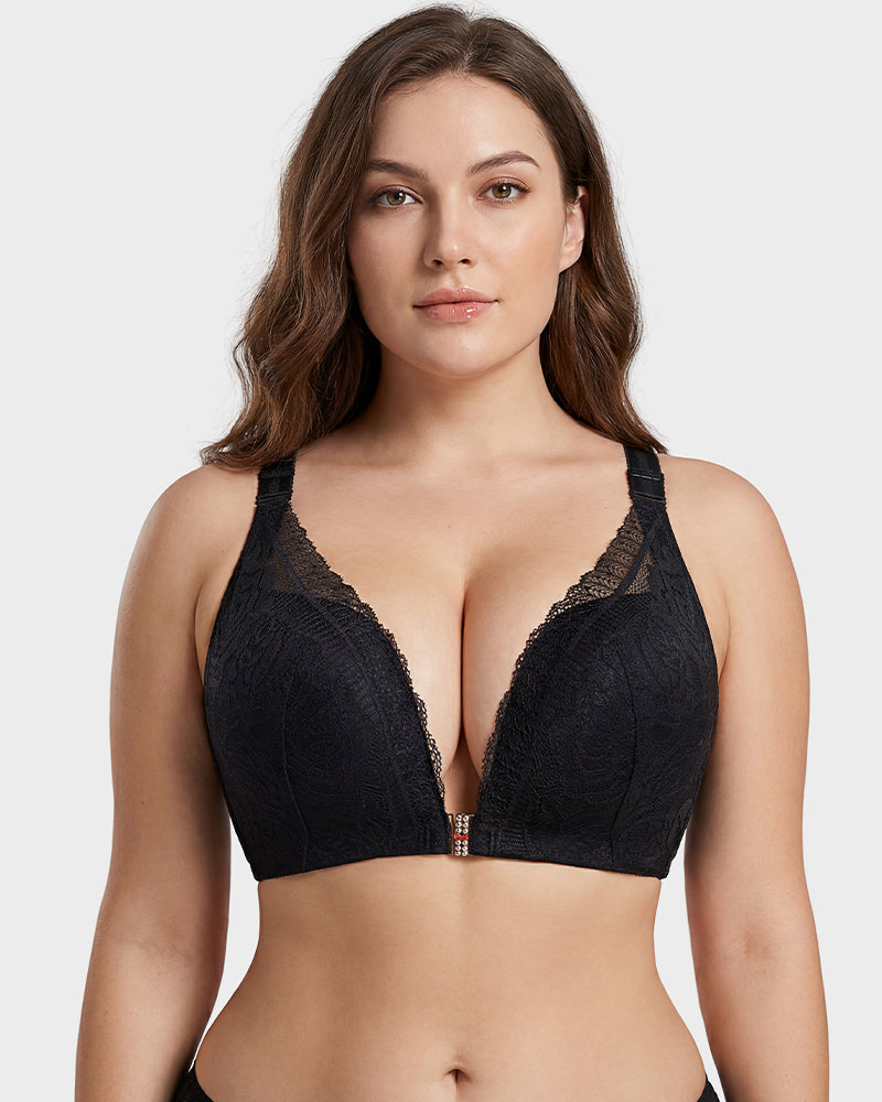 Rose Embroidery Front Closure Bra