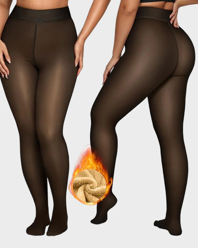 Semi-Transparent Single Seam Fleece Lined Tights Main image