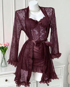 Sexy Lace Bustier Nightgown Set