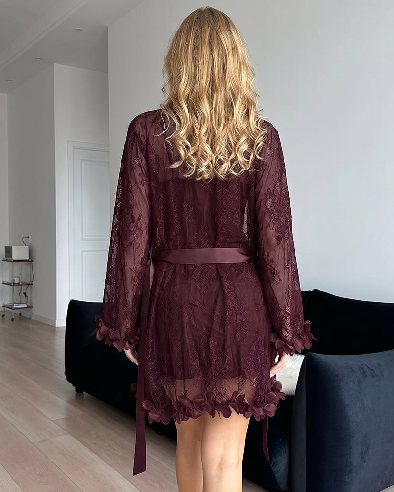 Sexy Lace Bustier Nightgown Set