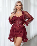 Sexy Lace Bustier Nightgown Set