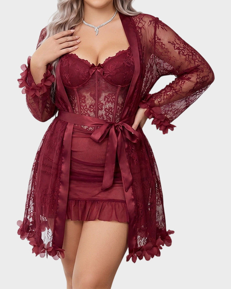 Sexy Lace Bustier Nightgown Set