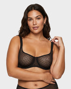 Sheer Unlined Dot-Mesh Balconette Bra