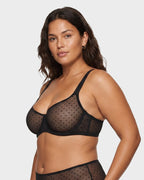Sheer Unlined Dot-Mesh Balconette Bra