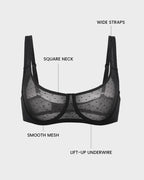 Sheer Unlined Dot-Mesh Balconette Bra