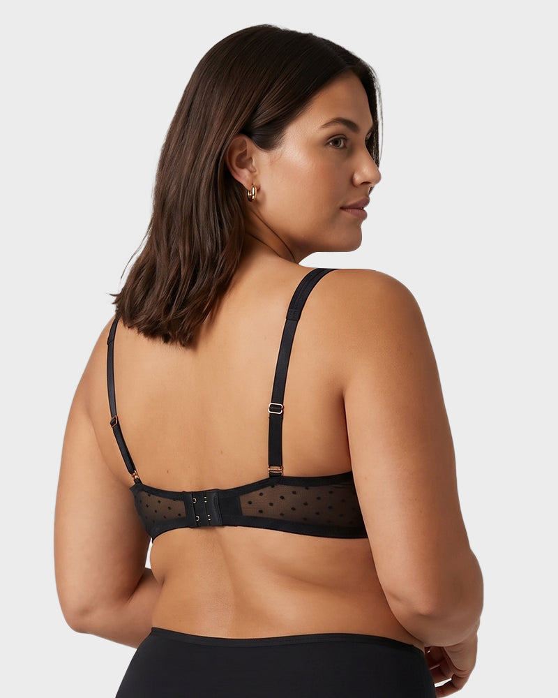 Sheer Unlined Dot-Mesh Balconette Bra