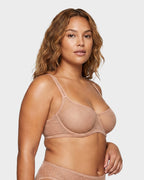 Sheer Unlined Dot-Mesh Balconette Bra