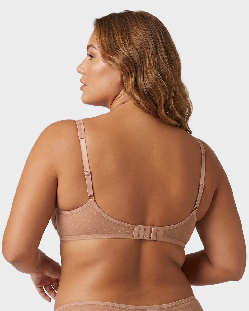 Sheer Unlined Dot-Mesh Balconette Bra