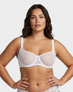 Sheer Unlined Dot-Mesh Balconette Bra