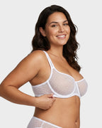 Sheer Unlined Dot-Mesh Balconette Bra
