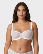 Sheer Unlined Dot-Mesh Balconette Bra