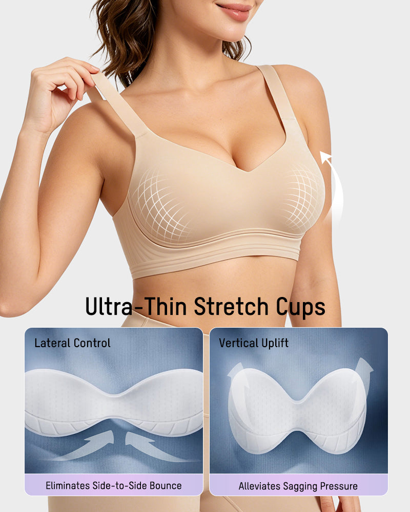 Shock-Absorbing Wireless Sports Bra for Fuller Busts