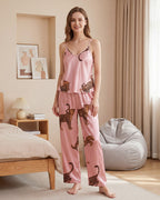 Silky Leopard Satin Pajama Set