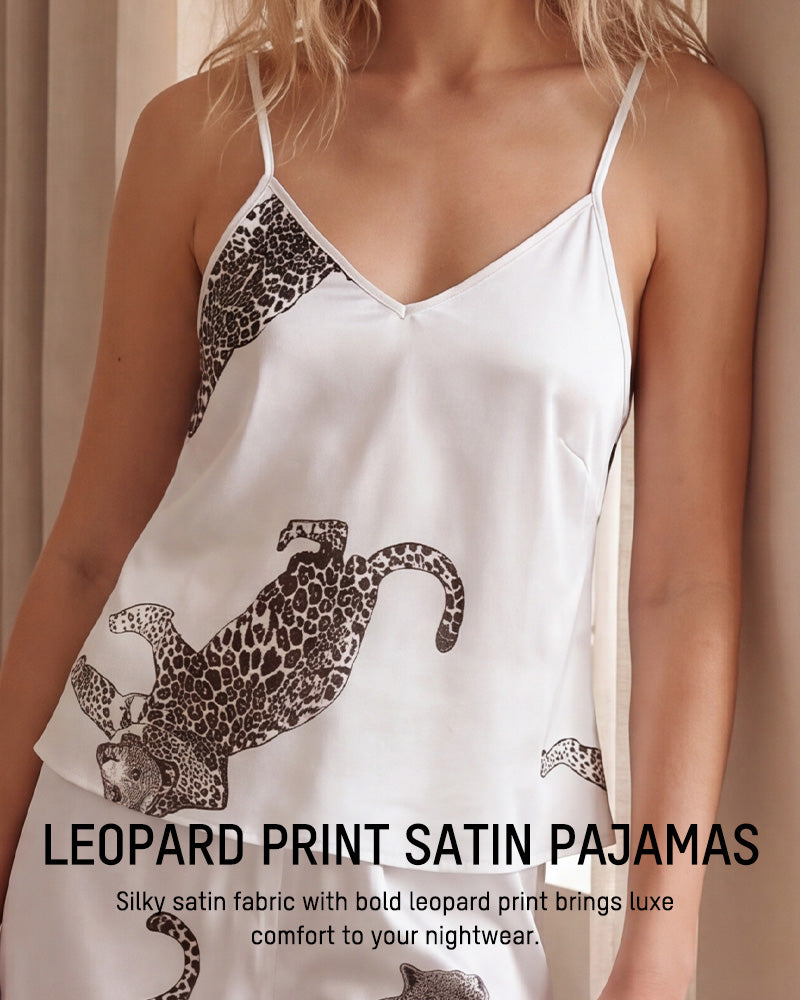 Silky Leopard Satin Pajama Set Secondary image