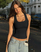 Slim-Fit Ribbed Crop Tank Top