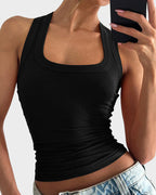 Slim-Fit Ribbed Crop Tank Top