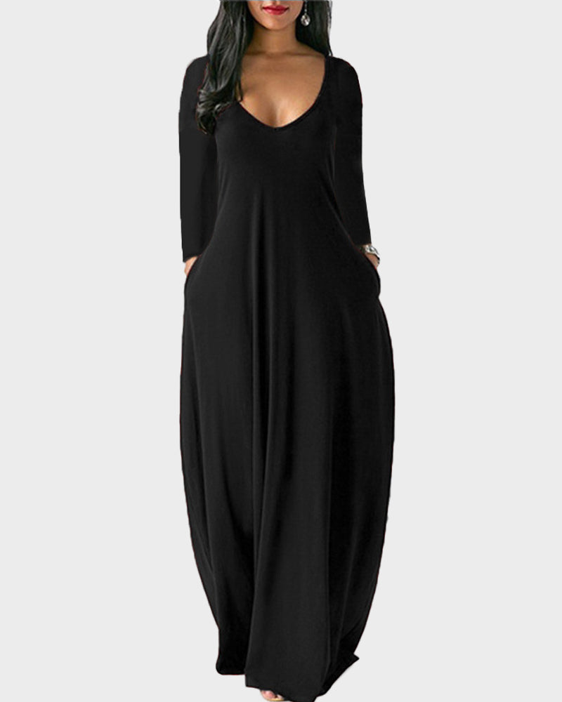 Solid Color Pocket Lounge Dress Secondary image