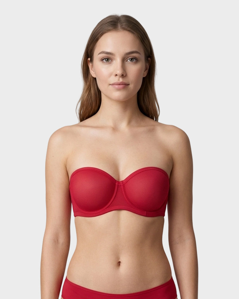 Strapless Mesh Underwire Balconette Bra