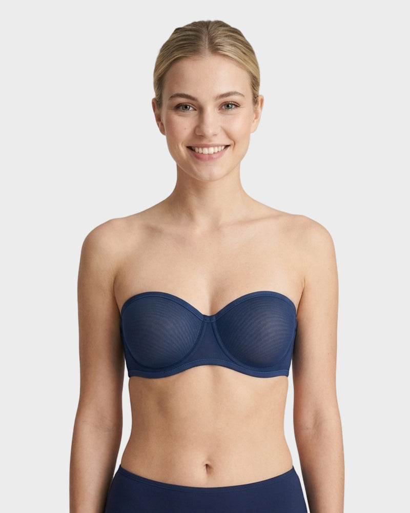 Strapless Mesh Underwire Balconette Bra