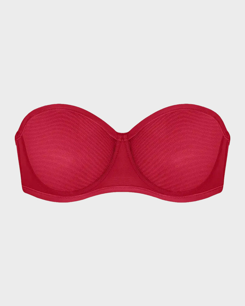 Strapless Mesh Underwire Balconette Bra