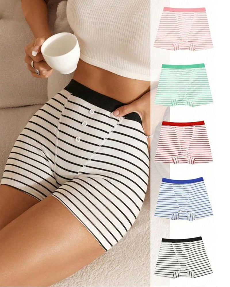 Striped Soft Breathable Boyshort Panties (5 Pack) Secondary image