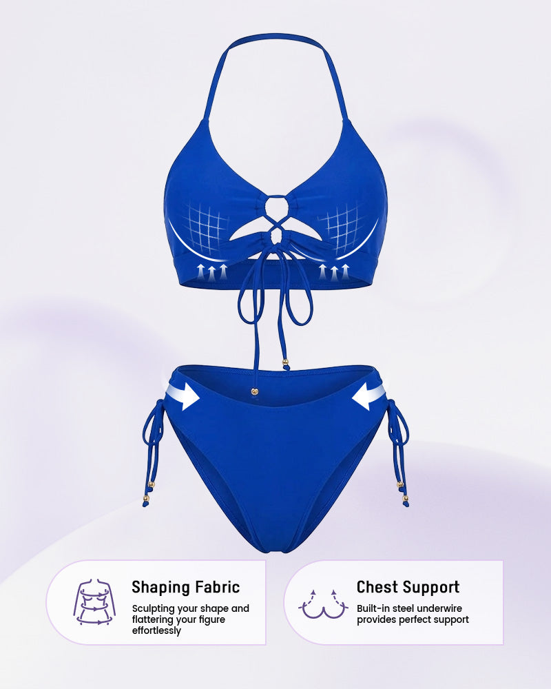 Tie-Front Push-Up Halter Bikini Set