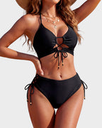 Tie-Front Push-Up Halter Bikini Set