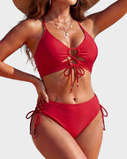 Tie-Front Push-Up Halter Bikini Set