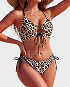 Tie-Front Push-Up Halter Bikini Set