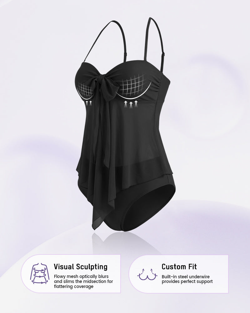 Twist-Front Halter Tummy Control Tankini Secondary image