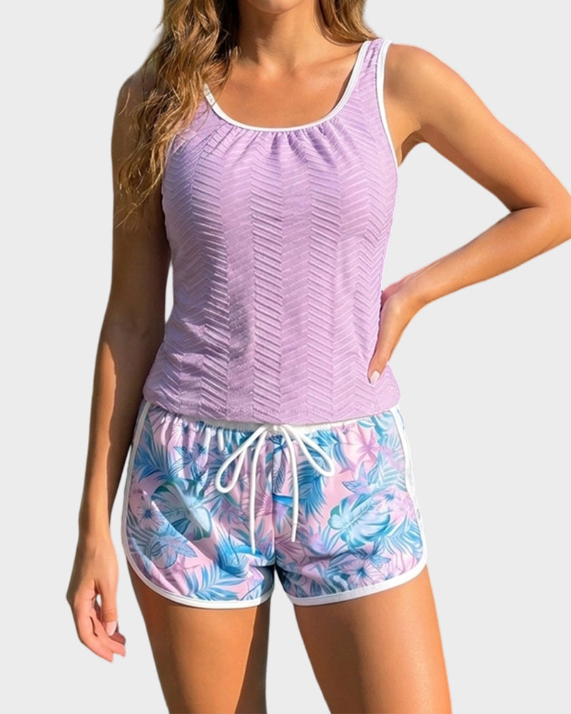 Two-Piece Athletic Tankini Swimsuit