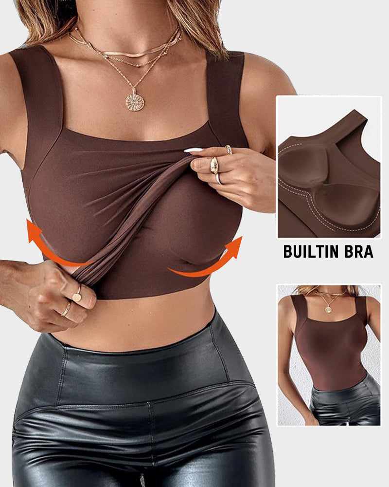 U-Neck Built-In Bra Shaping Tank Top Secondary image