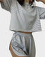 Women Striped Crop Pajama Loungewear Set