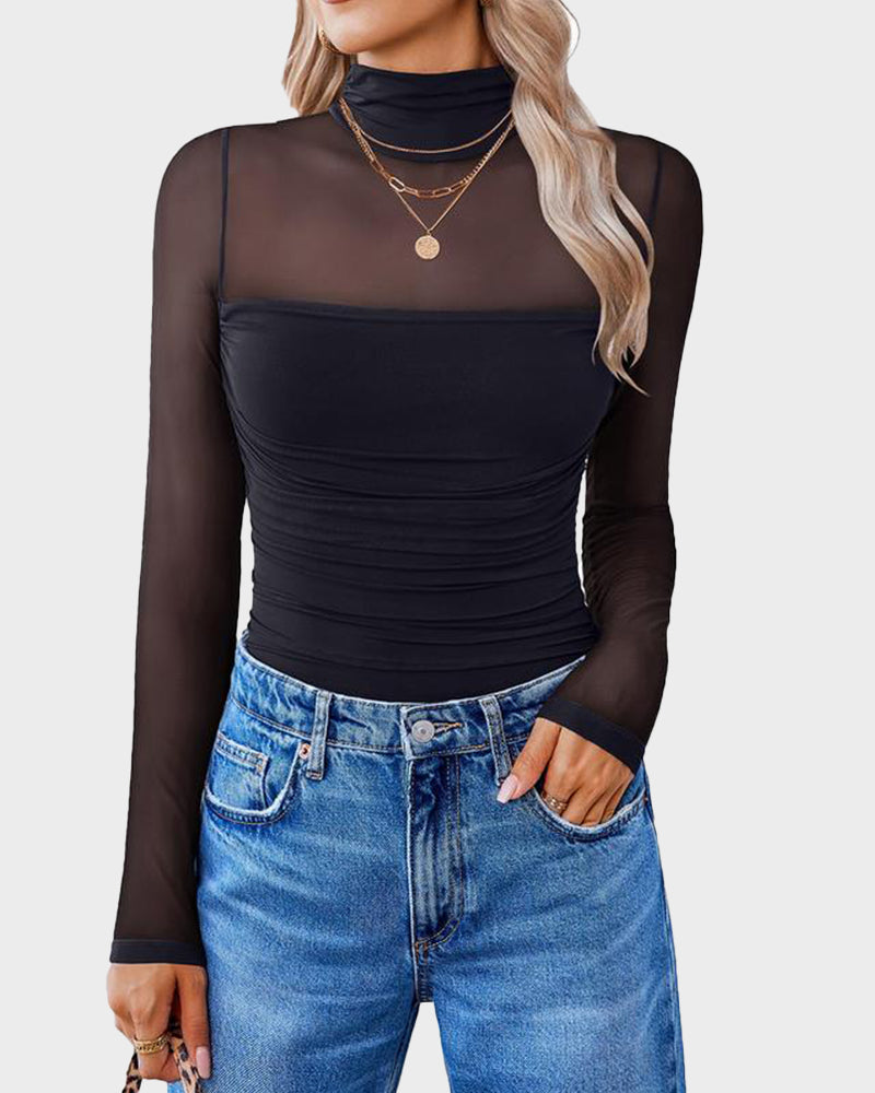 Women Long Sleeve Bodysuit Turtle Neck Shapewear Main image