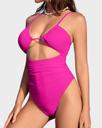 Women's One Piece Flattering Cheeky High Cut Out Cute Swimsuit