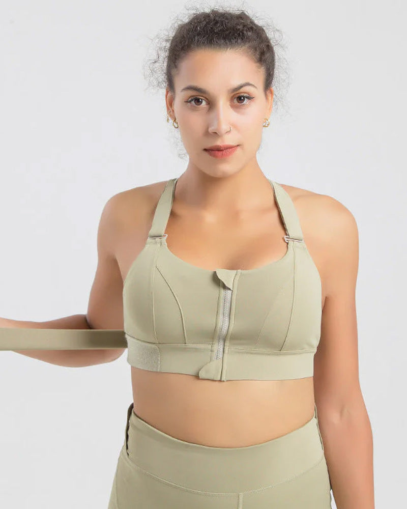 Plus Size Shock Absober Zip-Front High Impact Sports Bra